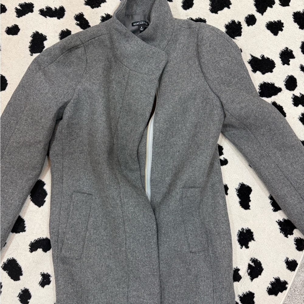 J. Crew Gray Stand-Collar Wool-Blend Coat